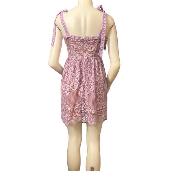 For Love & Lemons Valentina Coquette Lace MilkMaid Dress in Lavender Size M - Picture 7 of 12